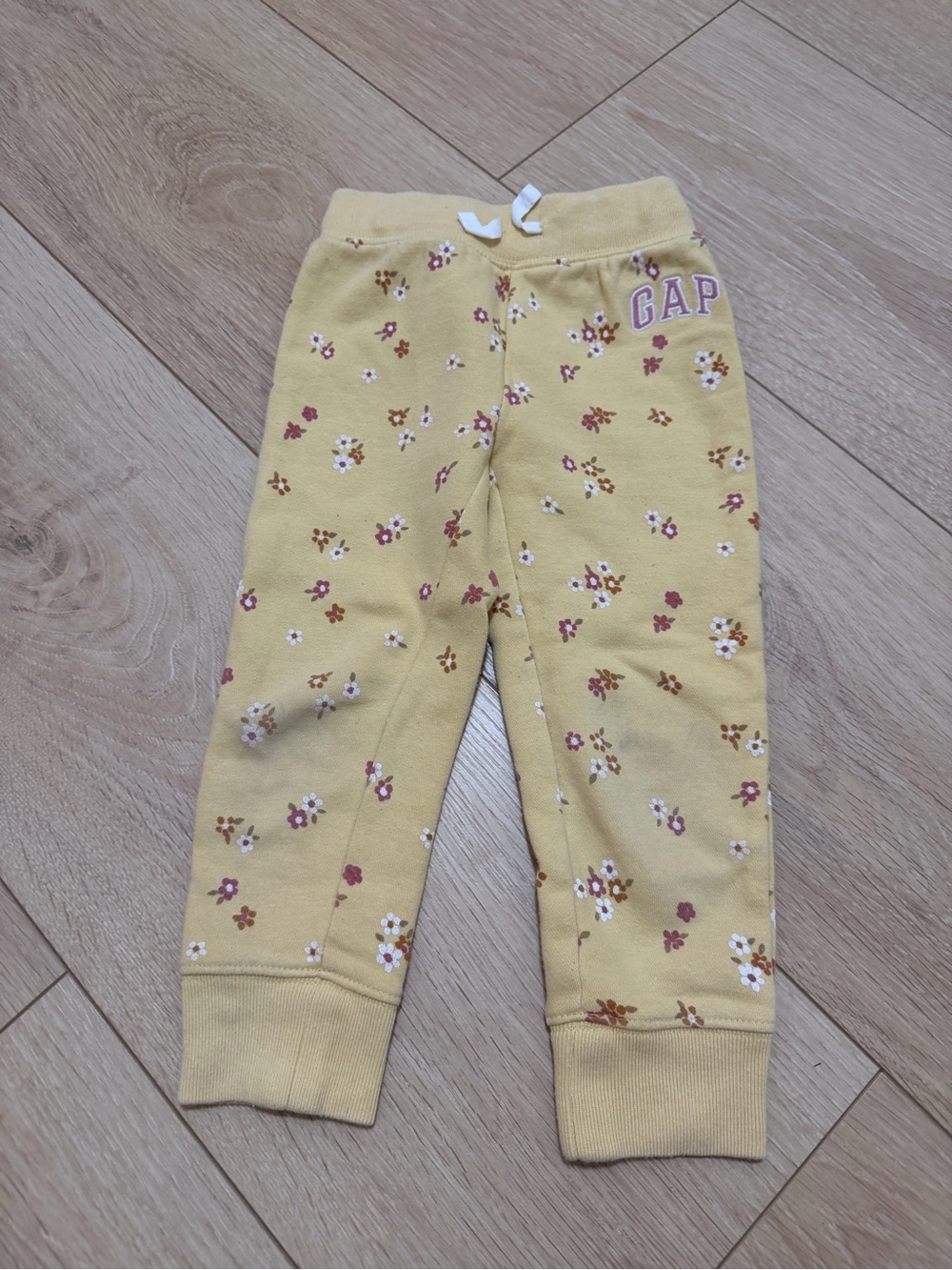 GAP Yellow Floral Jogger Pants for Kids (Mustard with Pink & White Flowers)